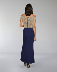Off-Shoulder Beaded Bodice Gown – ODD- CELESTI