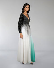 Plunging Ombre Gown with Embellished Bodice – ODD- ASTRIID