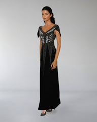 Embellished Cap-Sleeve Column Gown – ODD- NOIVA