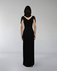 Embellished Cap-Sleeve Column Gown – ODD- NOIVA