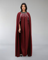 Embellished High-Neck Gown with Flowing Cape – ODD- ASITRD