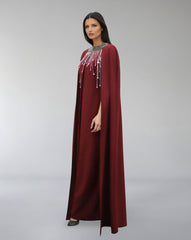 Embellished High-Neck Gown with Flowing Cape – ODD- ASITRD