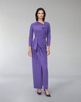 Asymmetrically draped dress with front slit ODD-Kevey