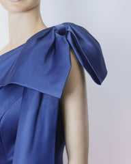 Blue column dress with shoulder bow -ODD-Zulaika