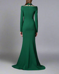 Green Mermaid Dress with Emerald Embroidery - ODD- Lydia