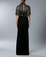 Black crepe dress with embroidered bolero - ODD- Nena
