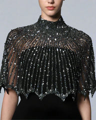 Black crepe dress with embroidered bolero - ODD- Nena