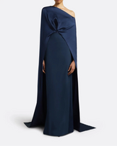 One shoulder column dress with twisted cape -ODD- Abby