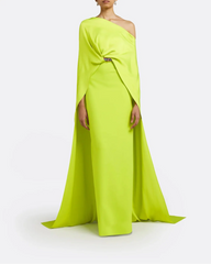 One-shoulder column dress with draped cape - ODD- Sarah