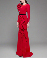 applique detail gown with sculpted shoulder – ODD- Farein