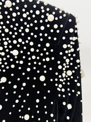 Long sleeve velvet gown with pearl cascade - ODD- Sinmu