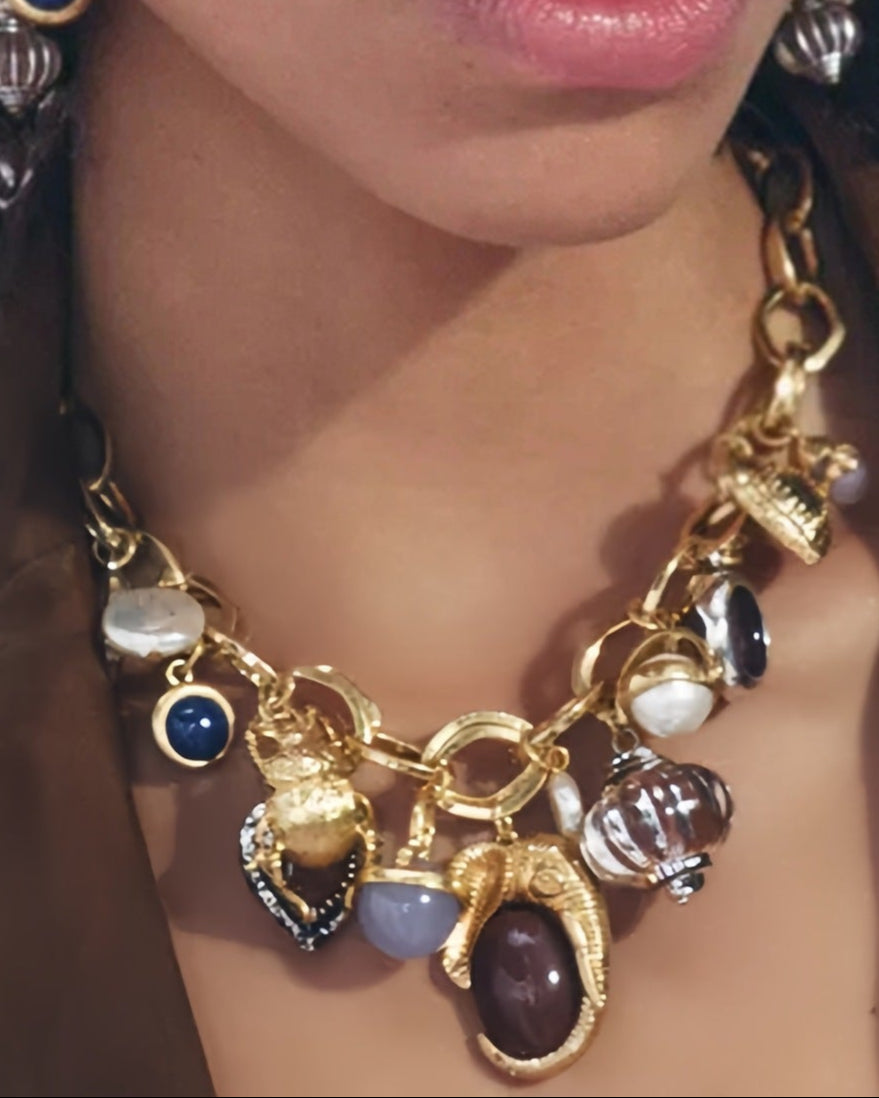 Thick Necklace with Selective Gemstone Charm - ODD- Ciltu