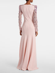 long column dress with embellished sheer sleeves - ODD- AUROXIA
