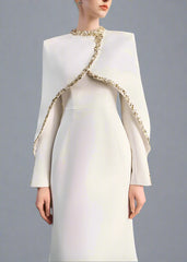 Long-Sleeve Column Dress with Embellished Cape - ODD - AURORA