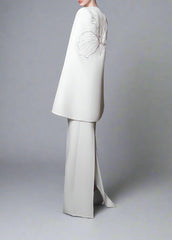 Strapless Column Dress with Embellished Cape - ODD-ARIA