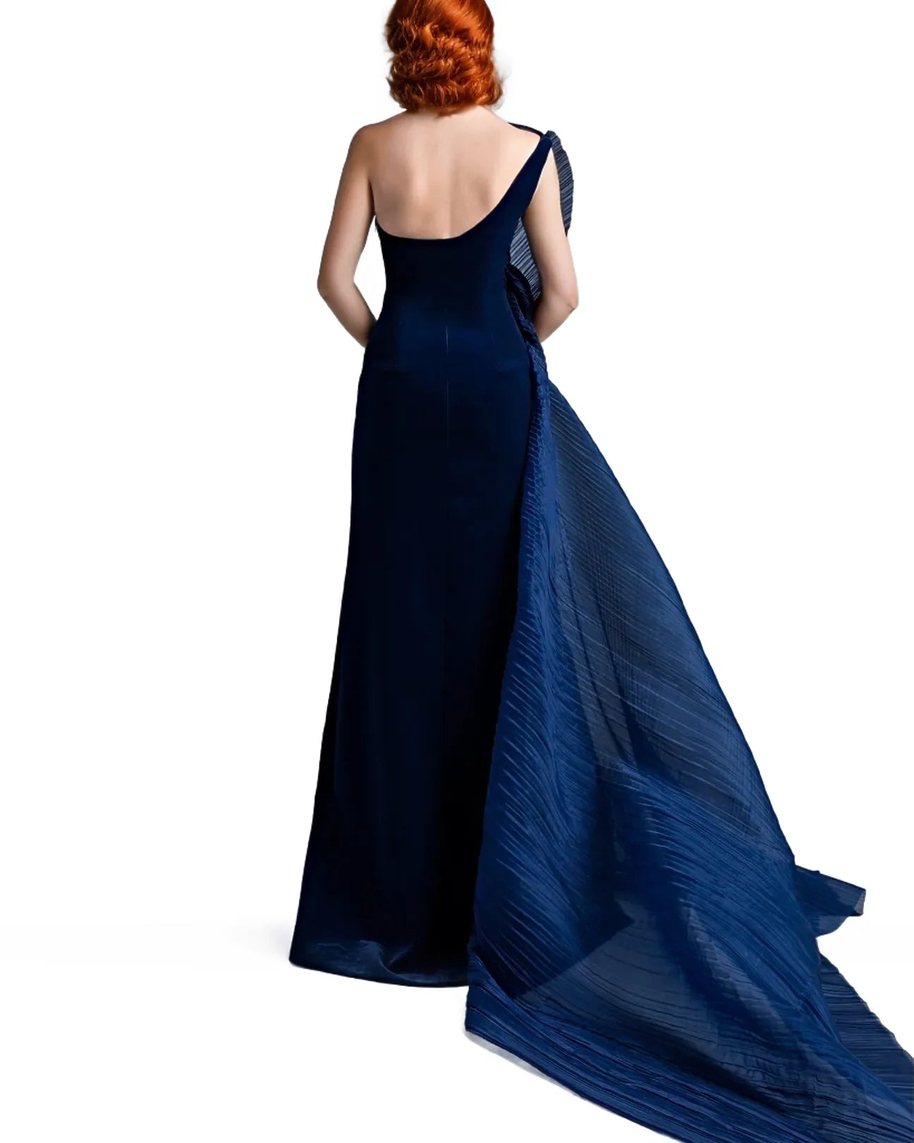 One-shoulder gown with dramatic pleated drape – ODD- Lomer
