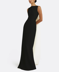 sleeveless column gown with contrast train – ODD- NOILF
