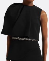 sleeveless trumpet gown with draped overlay and crystal waist – ODD- LUXE