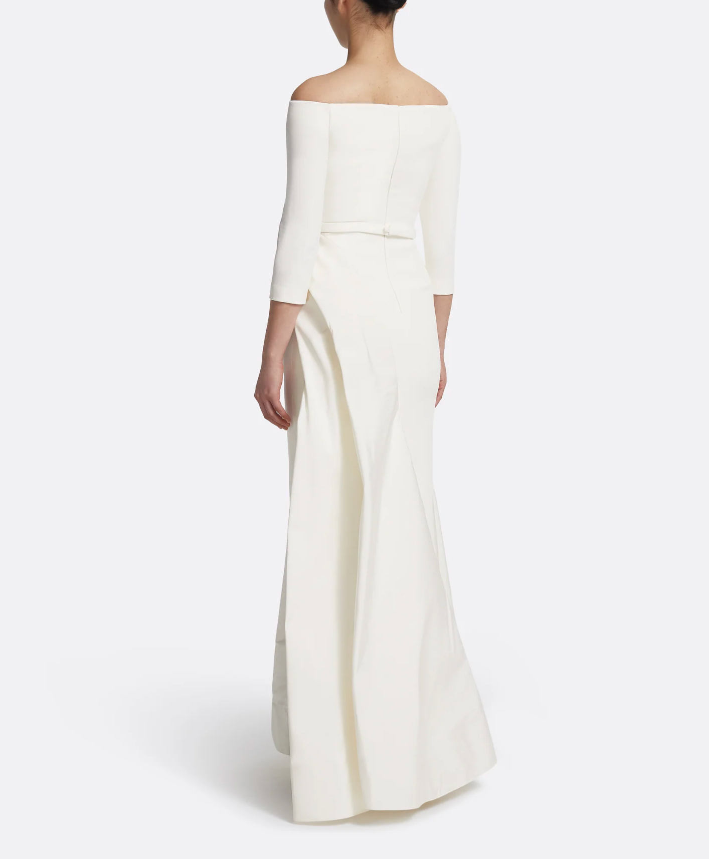 off-shoulder gown with draped slit skirt – ODD- ALYAAH