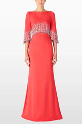 embellished cape sleeve column dress – ODD- ELECTRA