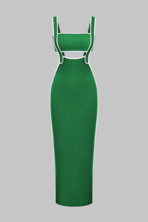 Contrast Trim Tube Top And Pinafore Dress Set