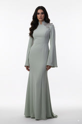 long-sleeve mermaid gown with embellished shoulder – ODD- SEGE