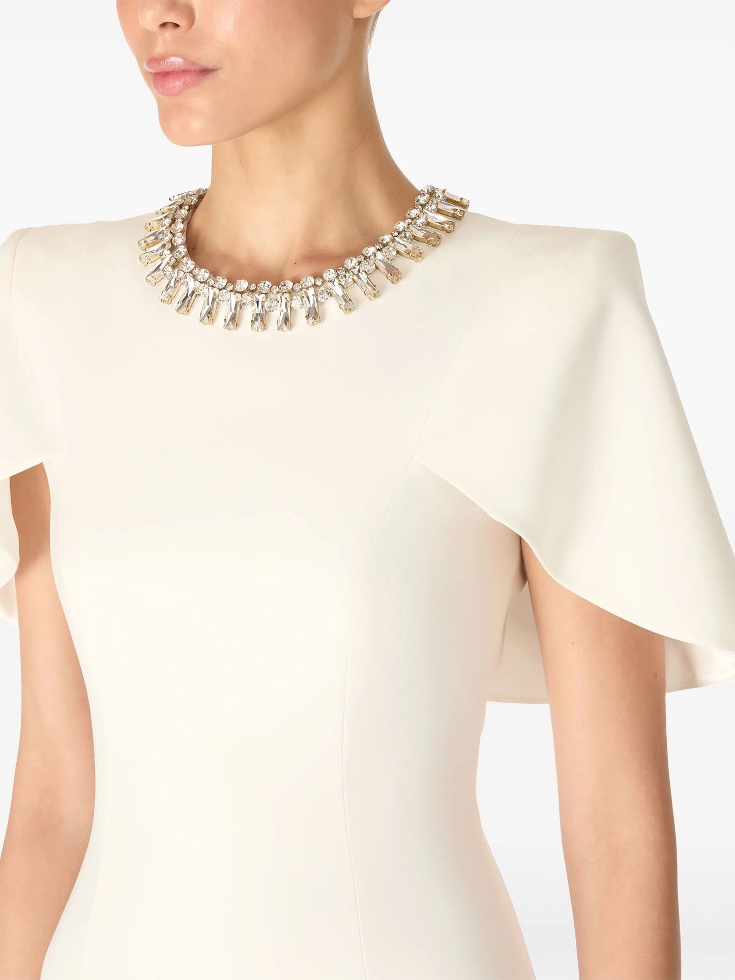 embellished neckline sheath dress with flutter sleeves – ODD- FEDAH