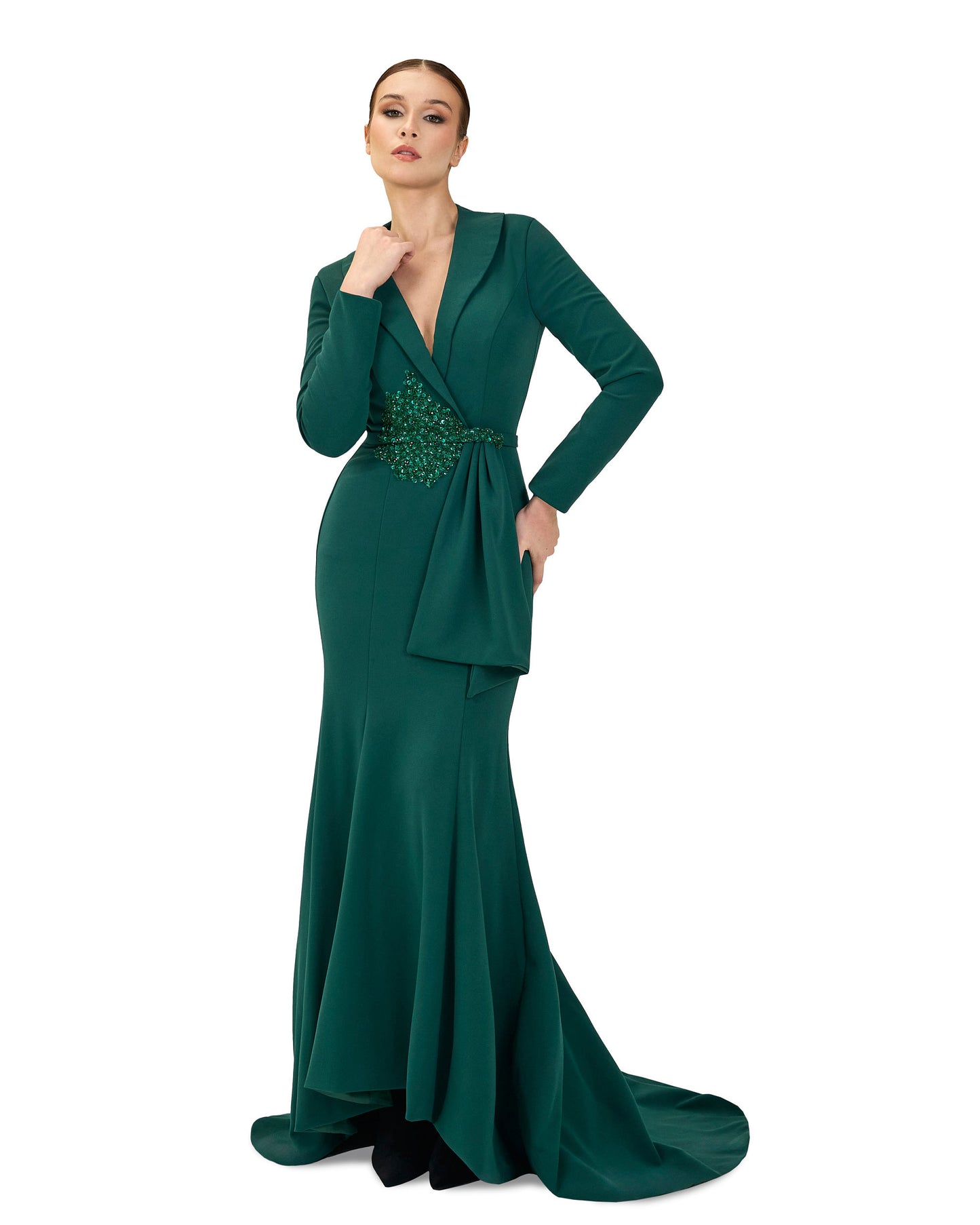 ODD-Sequined blazer dress with ruffle