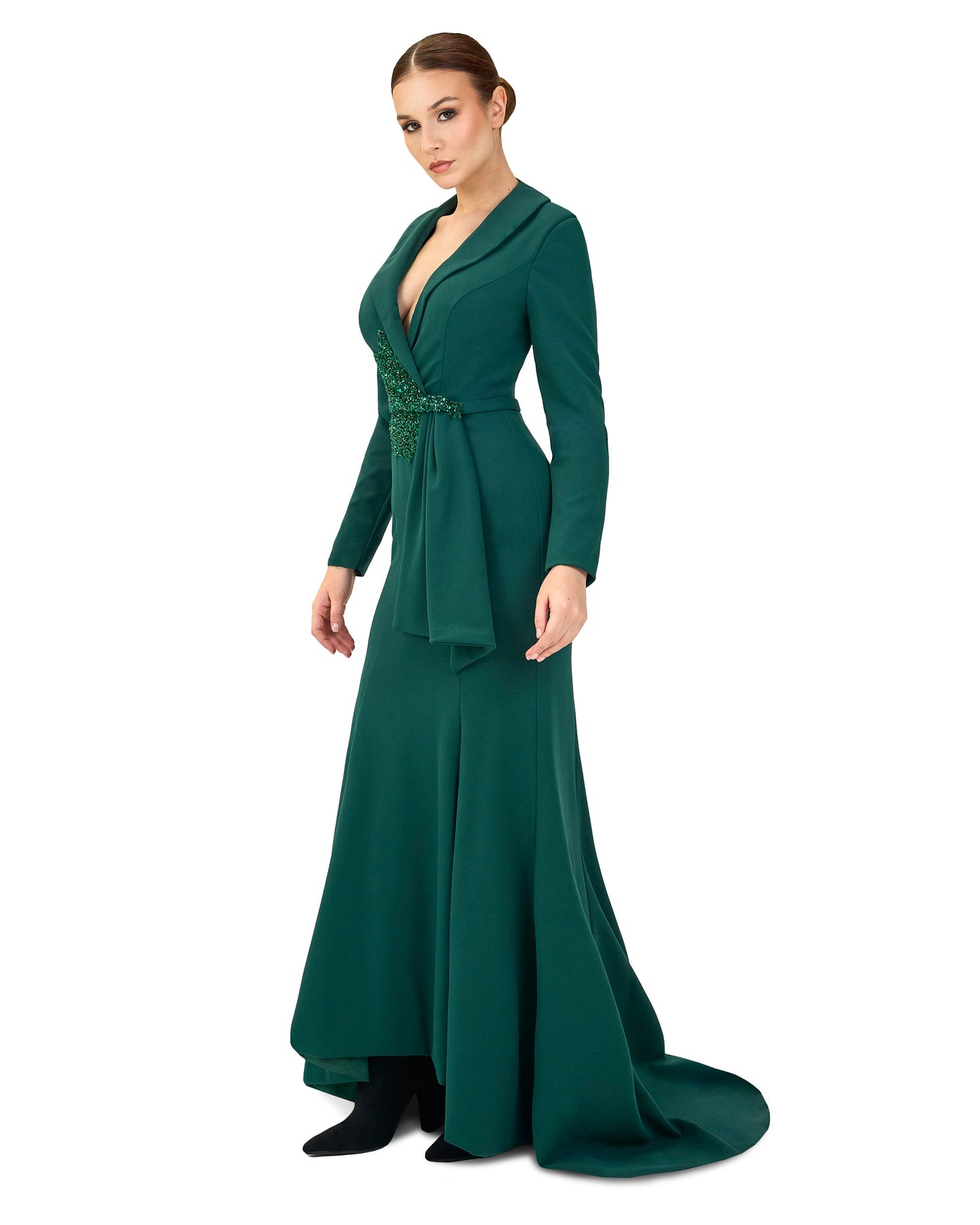 ODD-Sequined blazer dress with ruffle