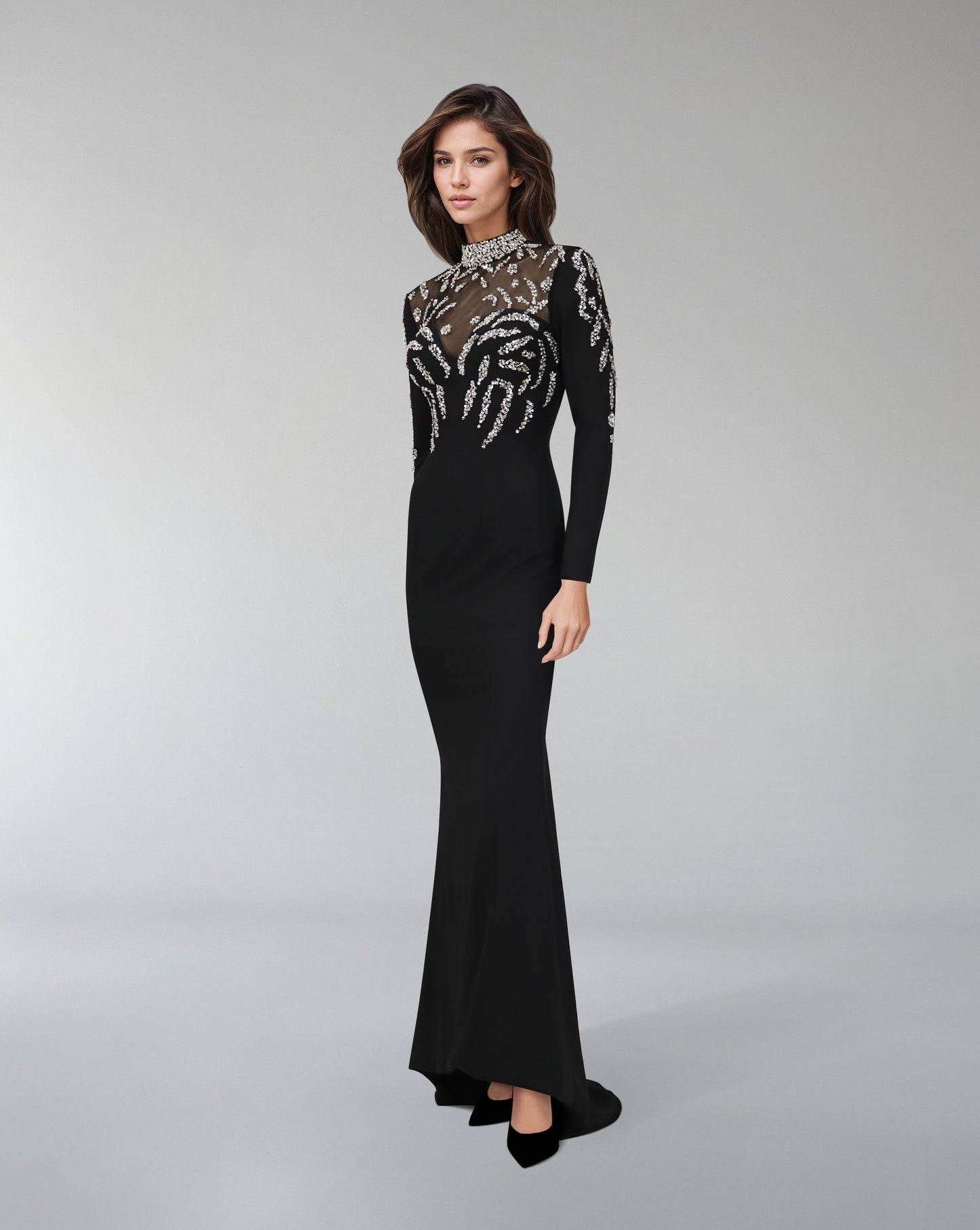 ODD-Sequined column dress with sweetheart neckline