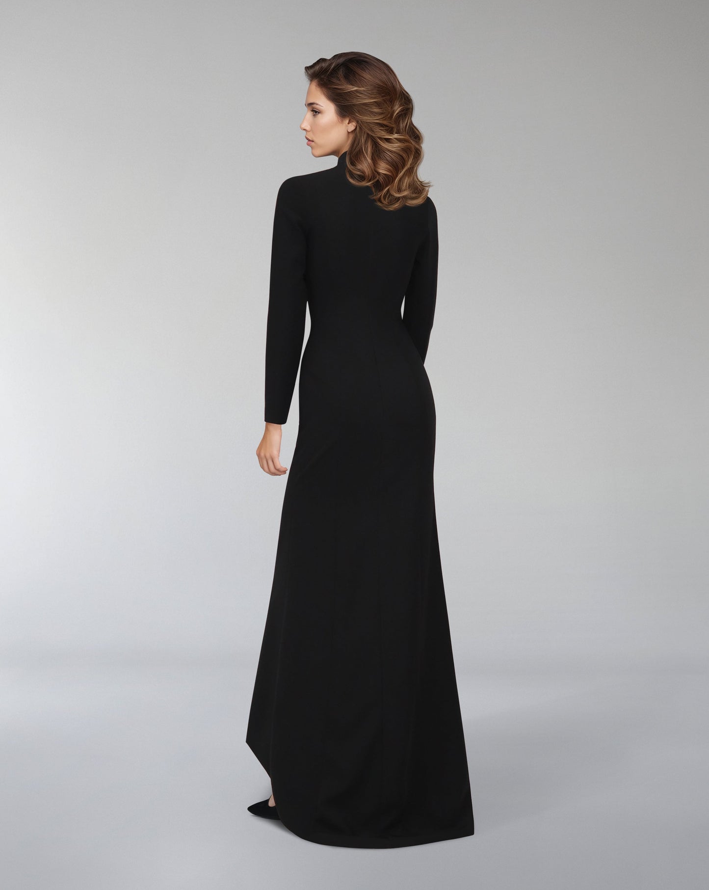 ODD-High neck - long sleeve dress with beaded chest-Sadem