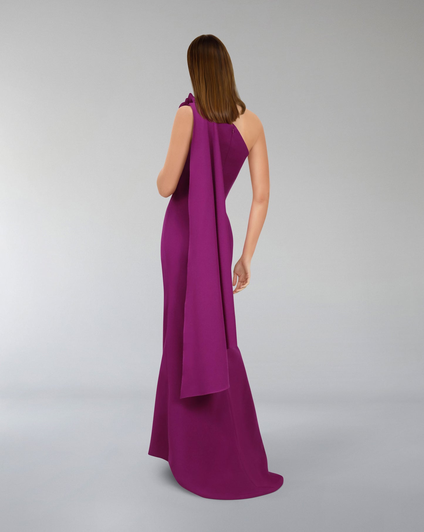 ODD-Shoulder off draped dress with 3D flower