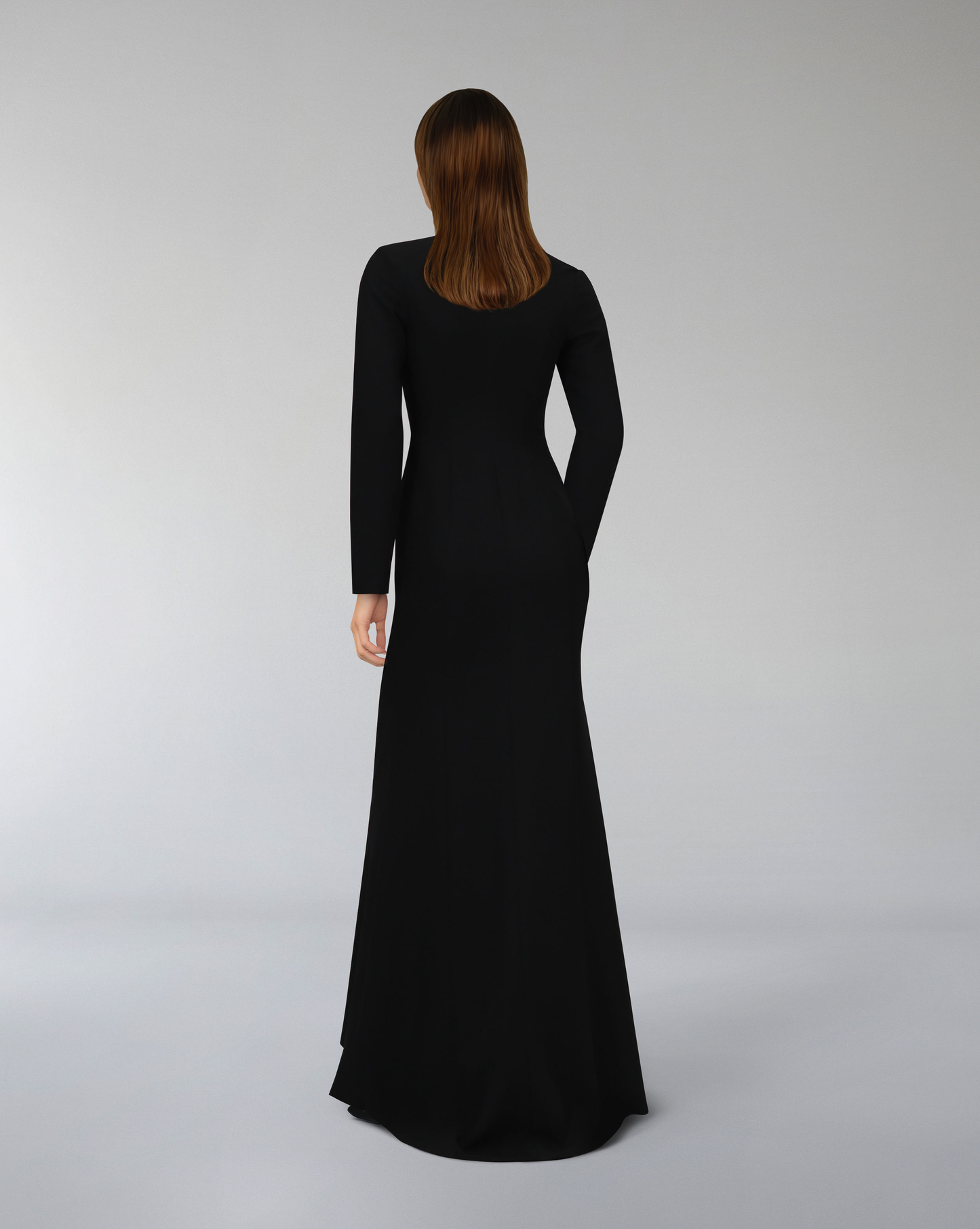 ODD-Long sleeve column dress with beaded leaves