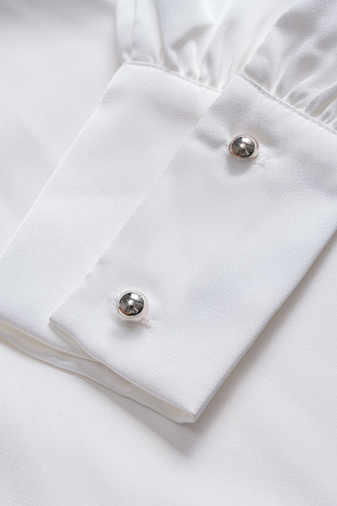 Satin Button Tie Long-Sleeve Shirt With Tie