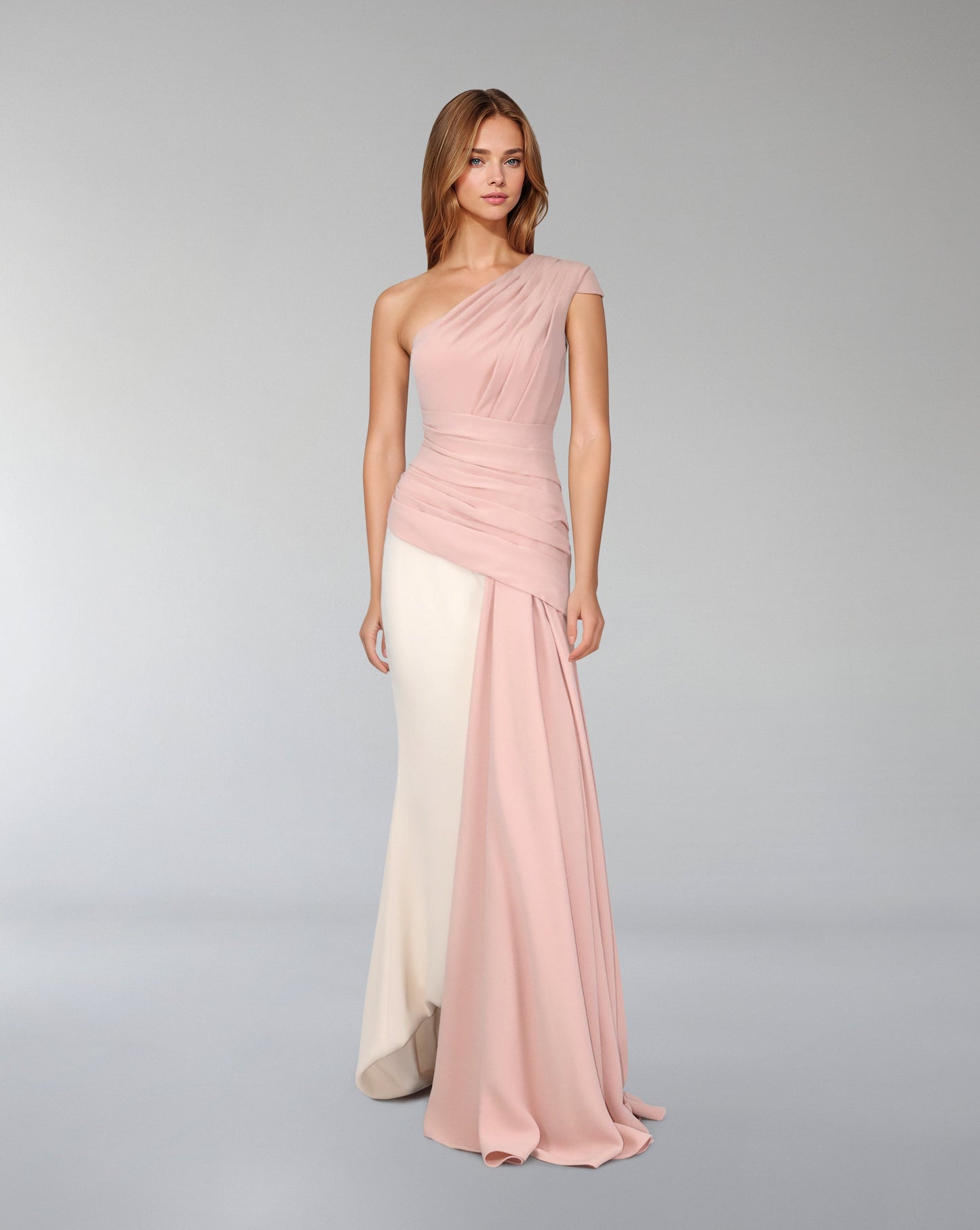 Bicolour draped dress with shoulder off-ODD-Kenley