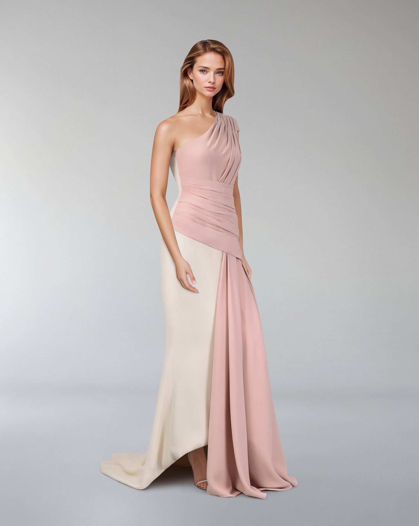 Bicolour draped dress with shoulder off-ODD-Kenley