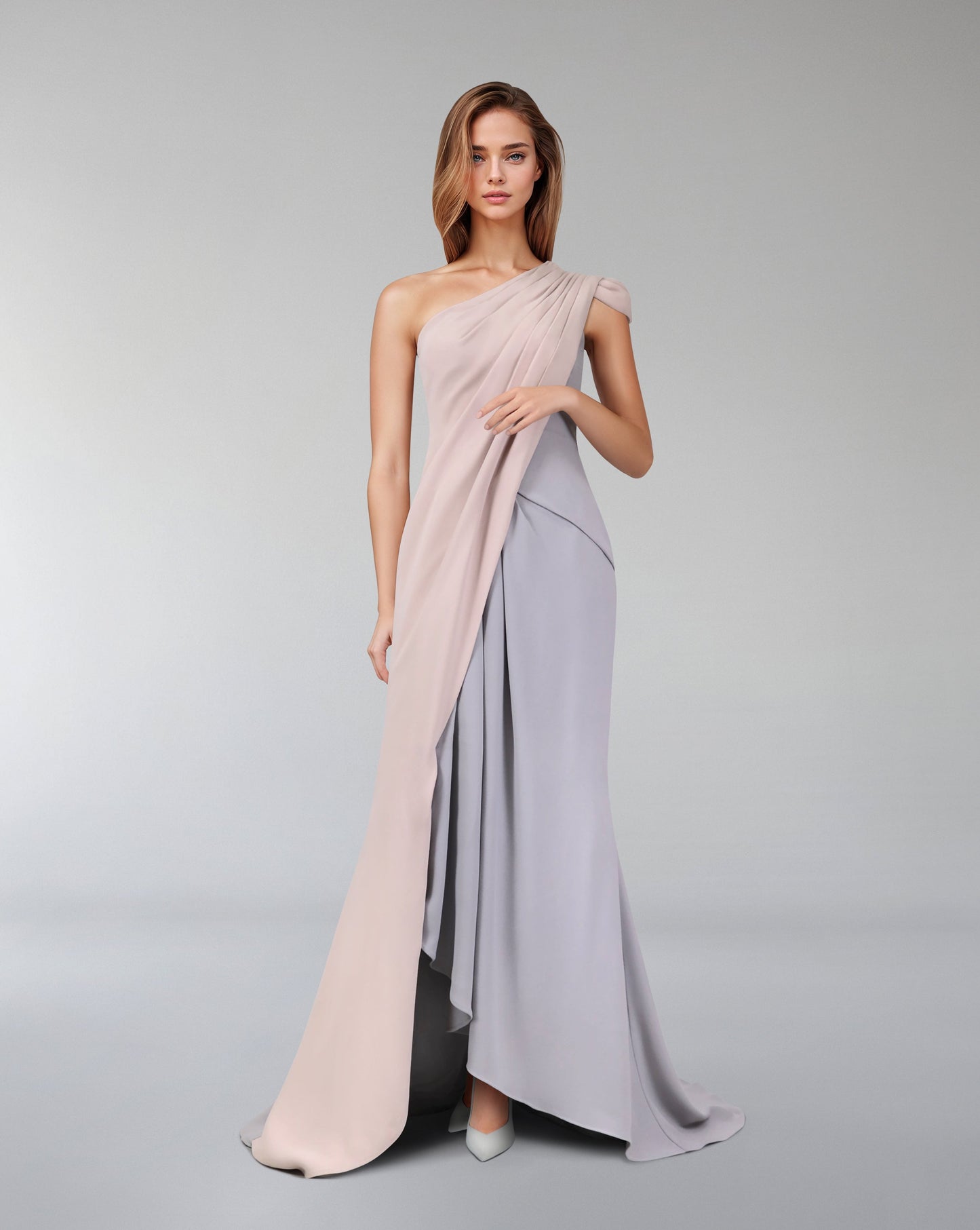 Bicolour asymmetrical draped dress-ODD-Loretta