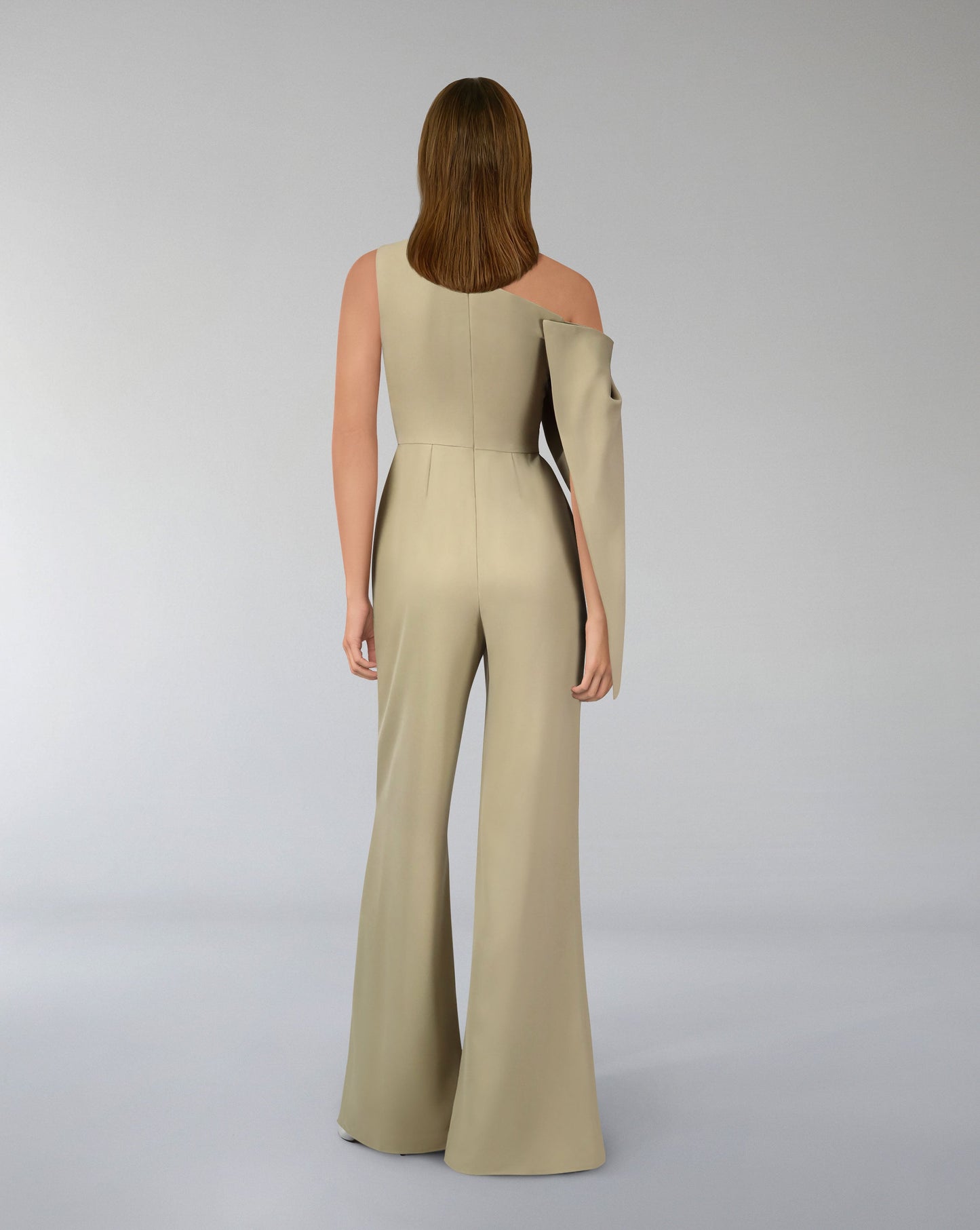 ODD-Shoulder off jumpsuit with pleated waistband