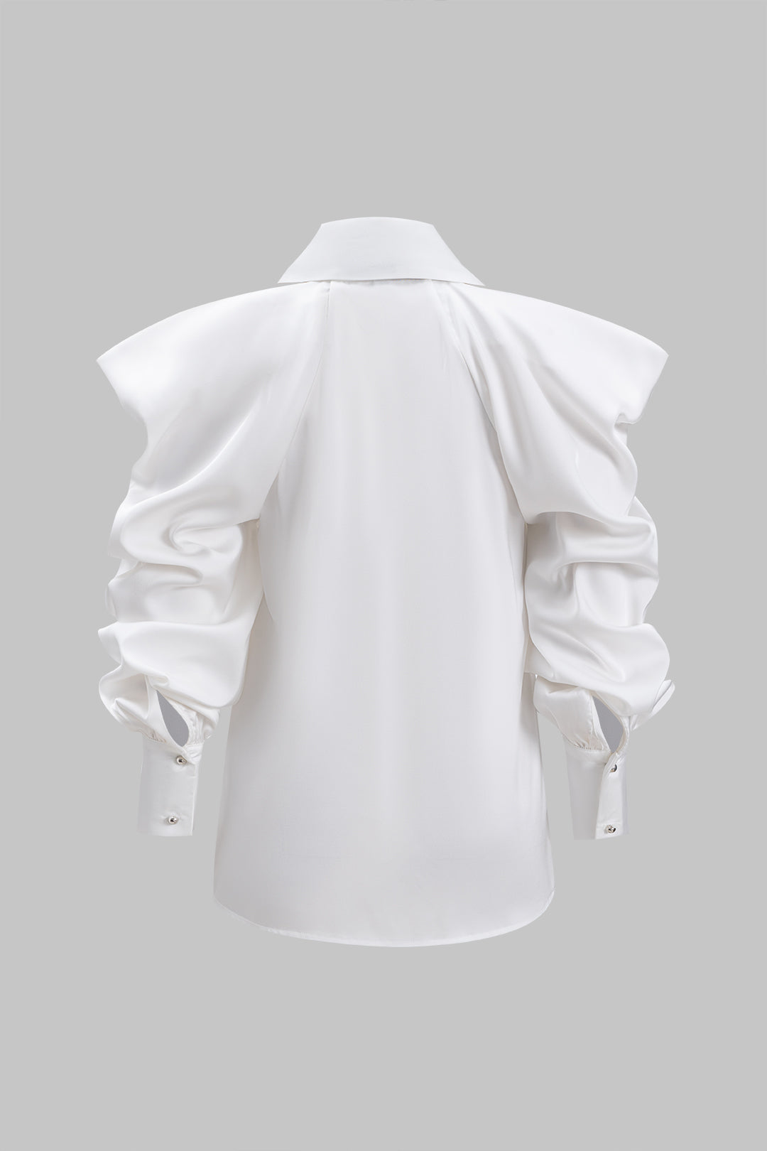Satin Button Tie Long-Sleeve Shirt With Tie
