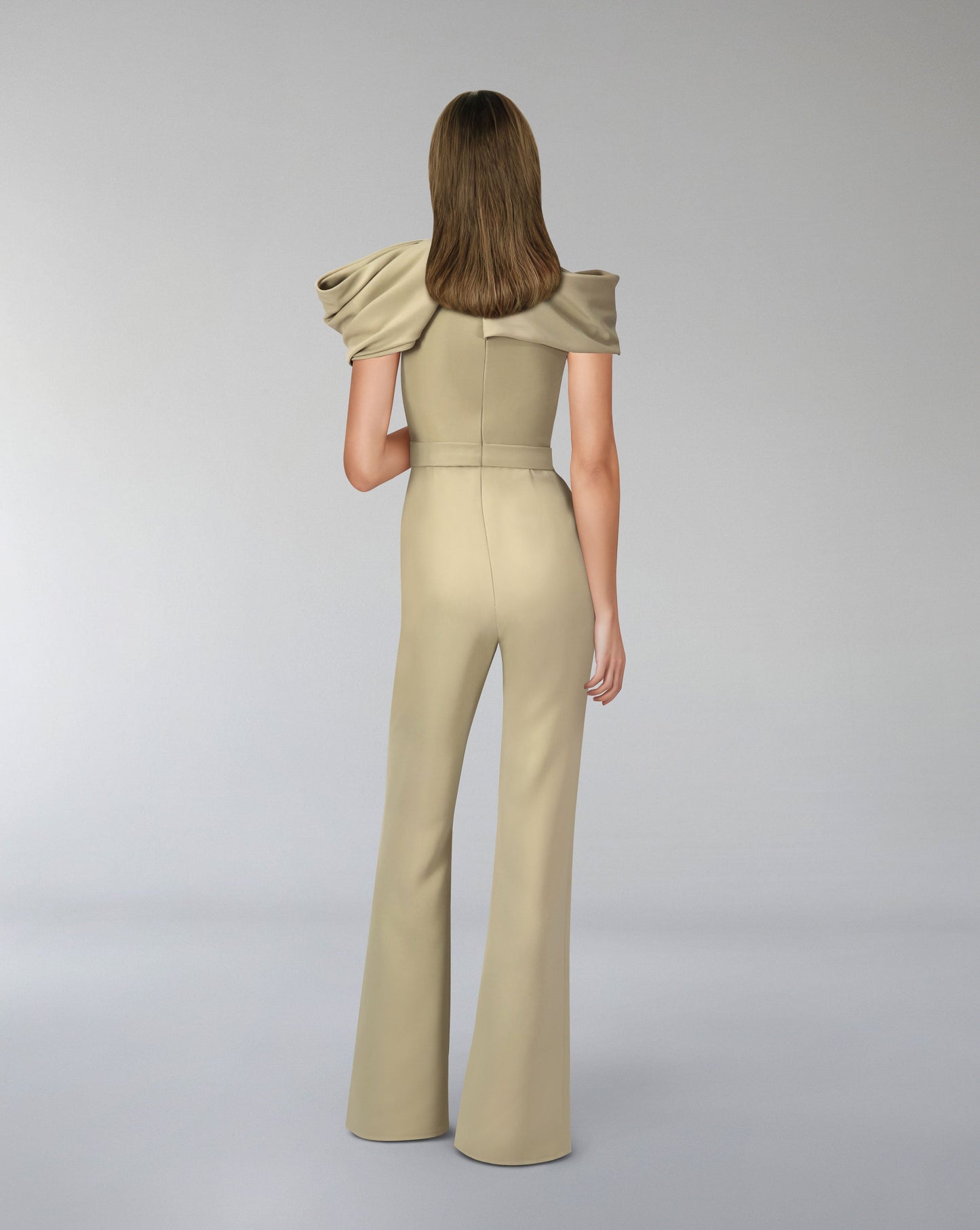 Draped neckline jumpsuit with waistband-ODD-Balsar