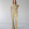 Draped neckline jumpsuit with waistband-ODD-Balsar