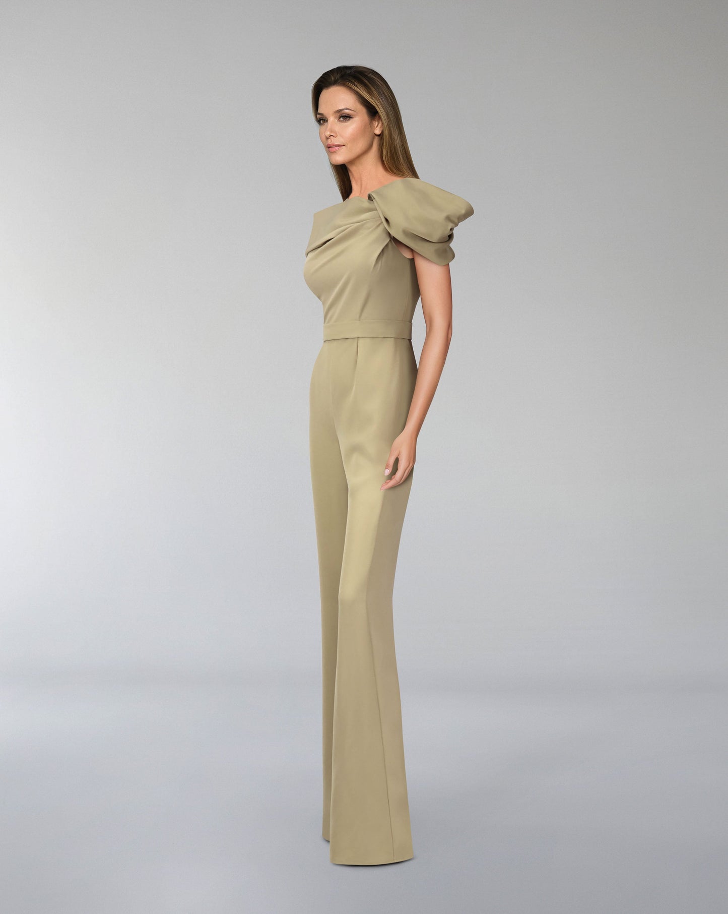 Draped neckline jumpsuit with waistband-ODD-Balsar