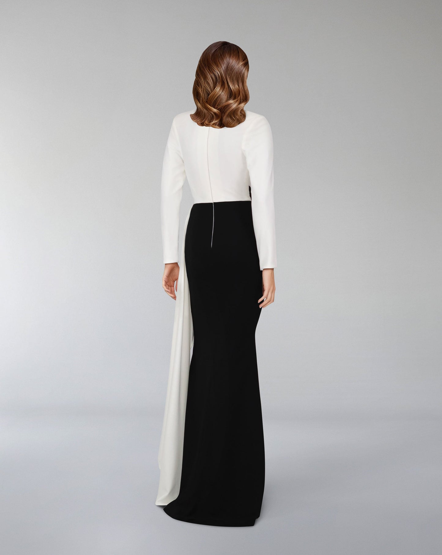 Draped V-neckline dress with ruffle-ODD-Juliah