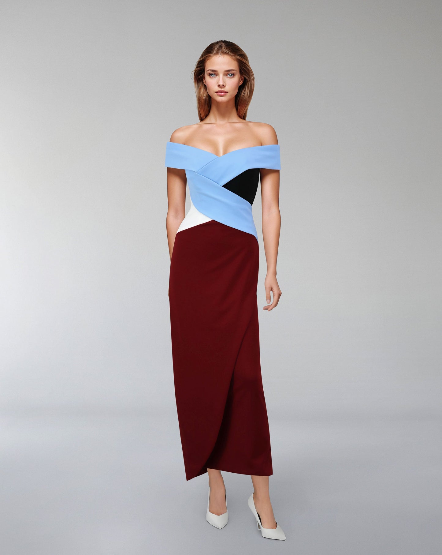 grabbed dress with overlapped skirt-ODD-Rajah