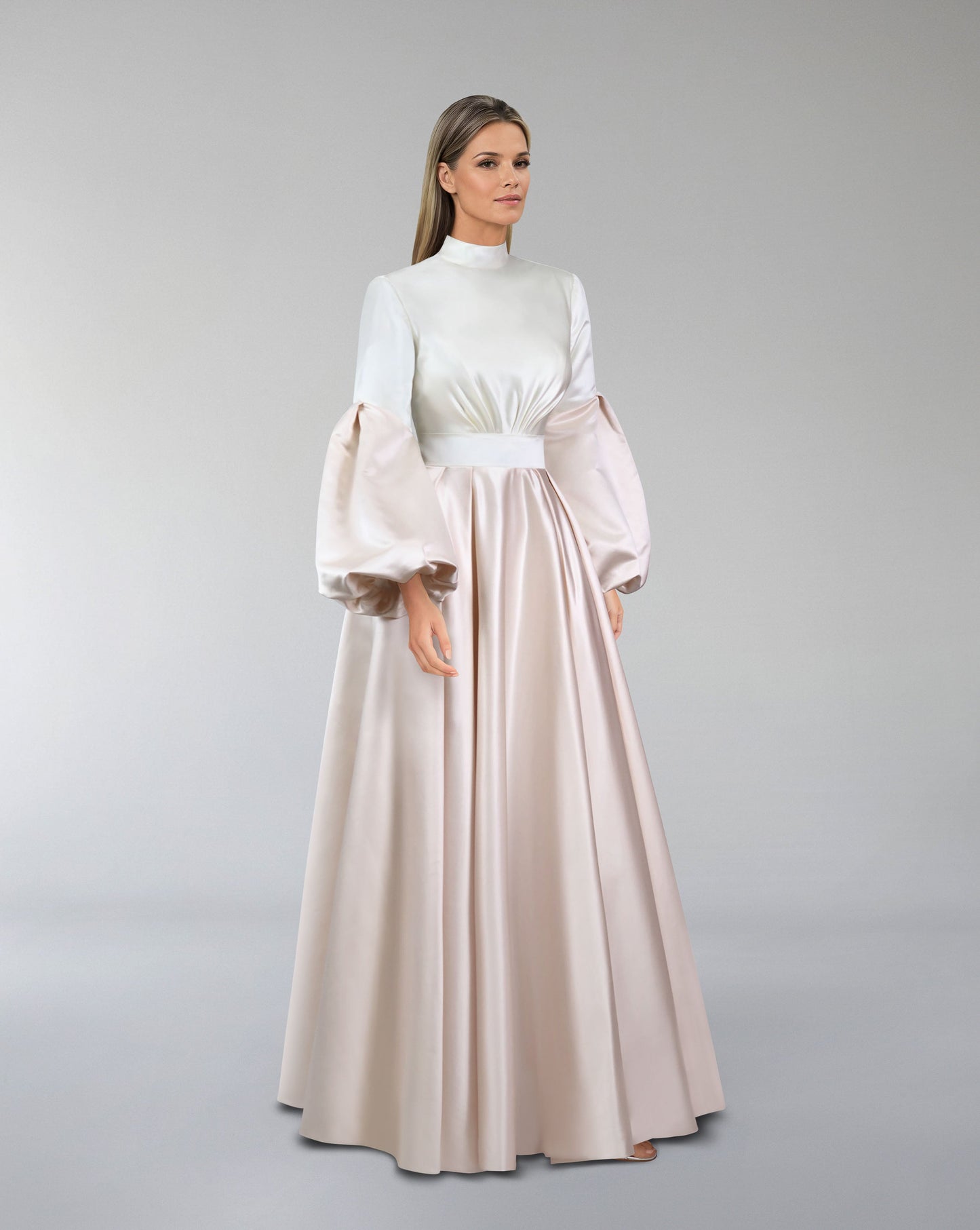 ODD-Puffed sleeves dress with maxi skirt