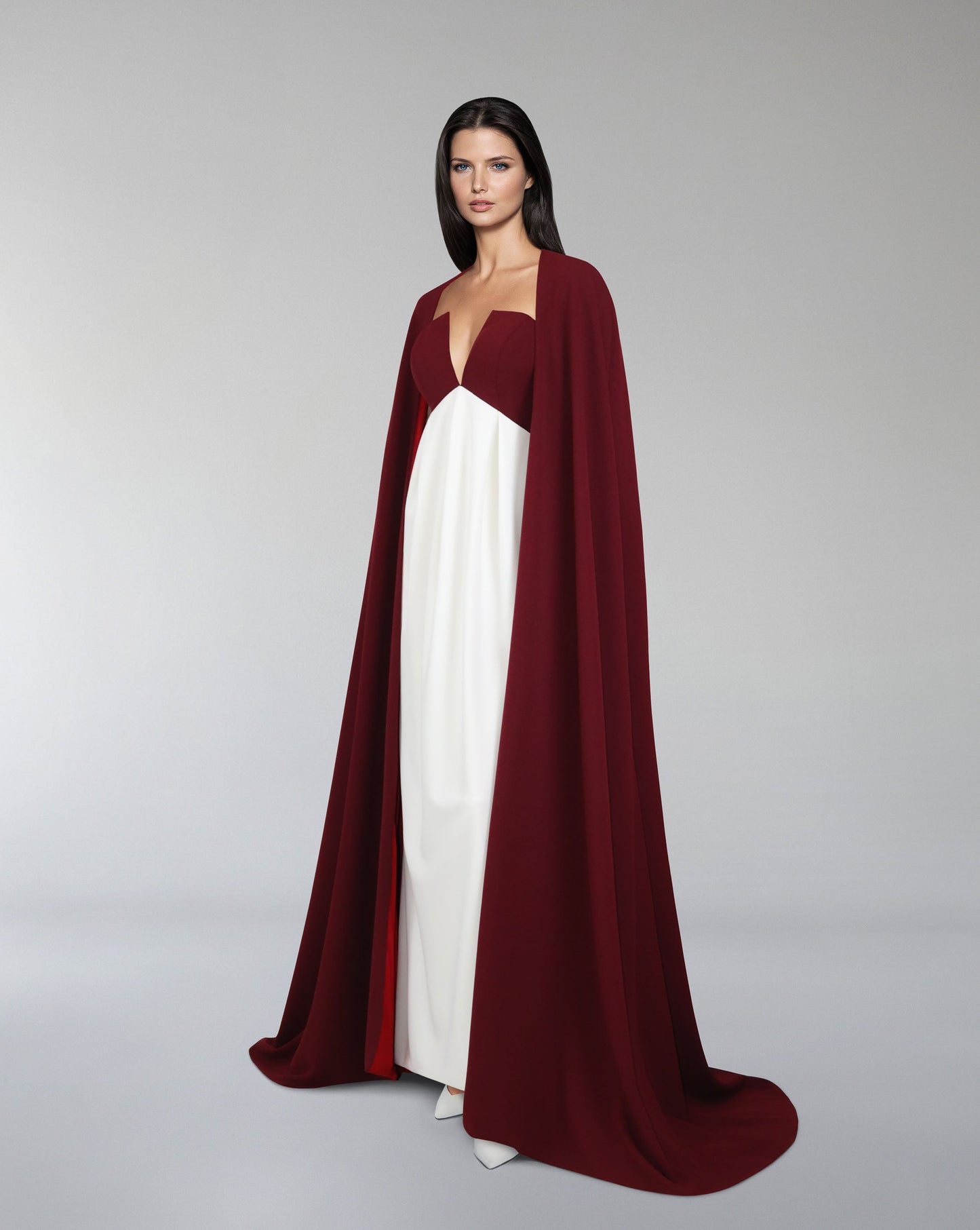 ODD - V neckline column dress with maxi cape