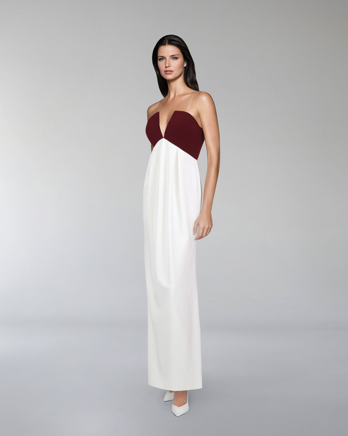 ODD - V neckline column dress with maxi cape