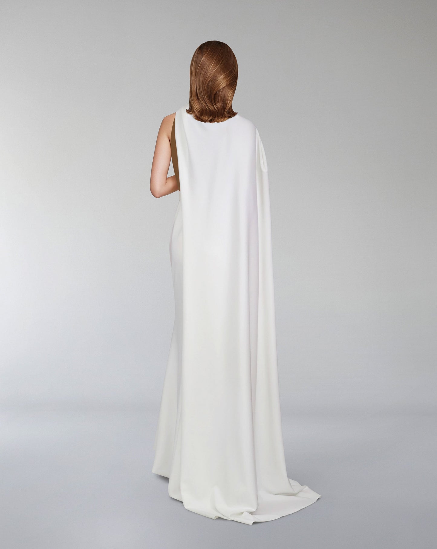 Sleeveless column dress with detachable side cape  - ODD-ALINA