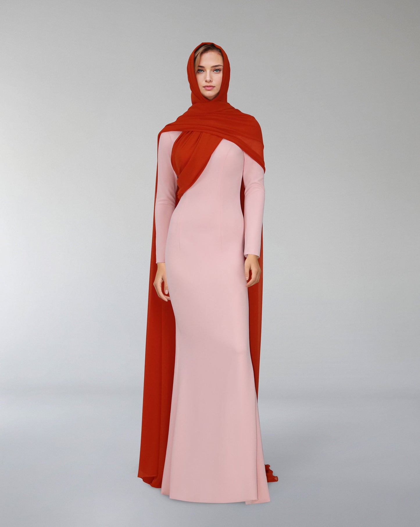 Long sleeve column dress with cover - ODD-TALIA