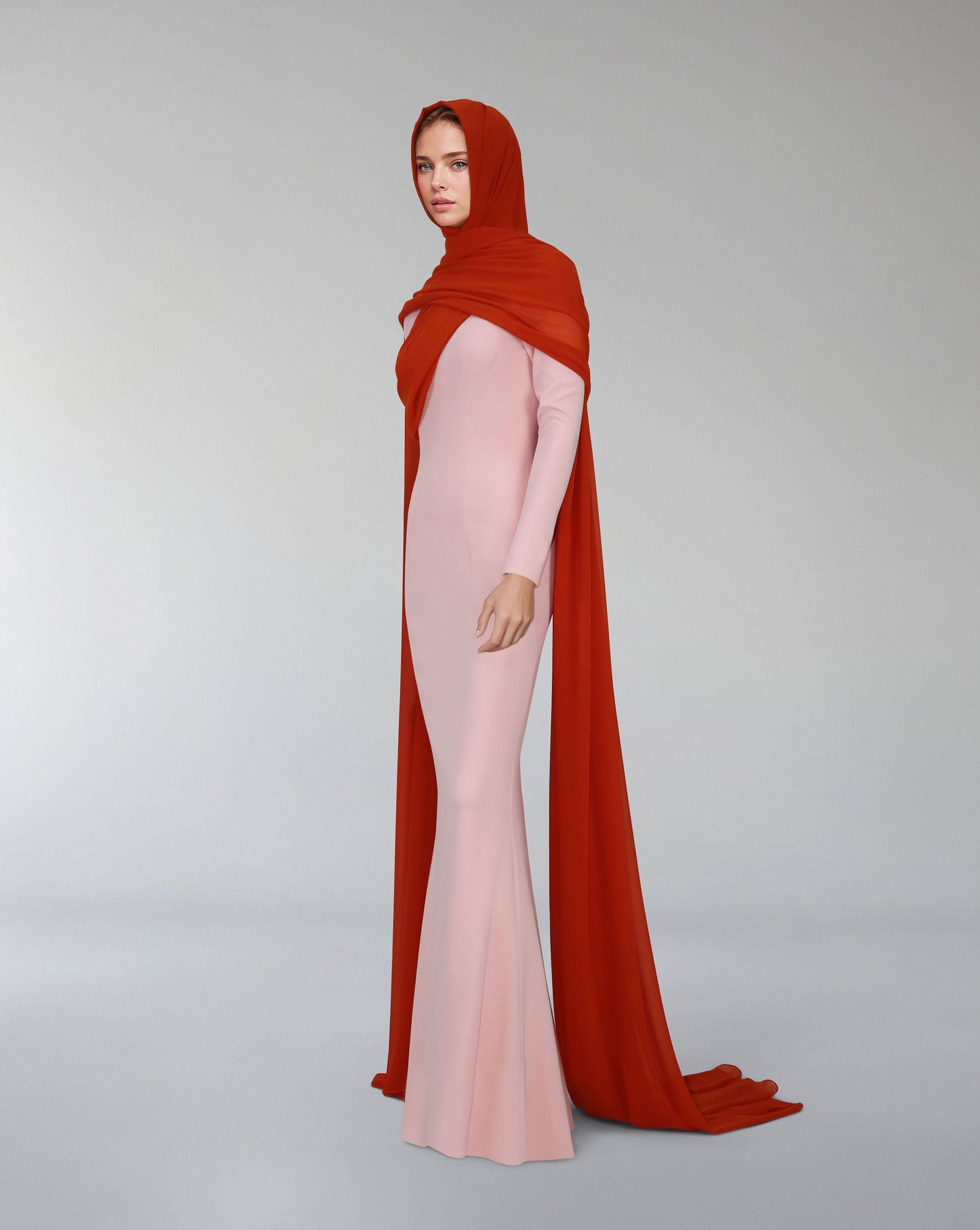 Long sleeve column dress with cover - ODD-TALIA